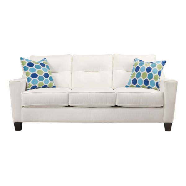 Blue Sofa With White Piping Wayfair   Huebert Sofa 